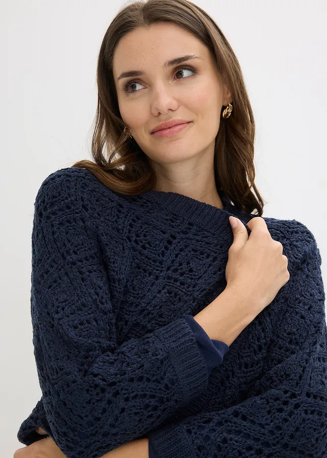 Gilet en maille ajourée • bleu foncé • product-page.page-title-suffix