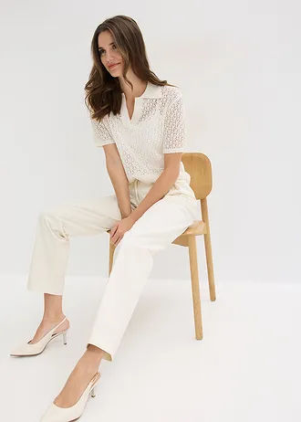 Pantaloni din bumbac 100% • ecru • magazin bonprix