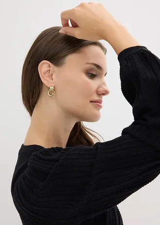 Ajour trui in katoenmix • zwart • bonprix online shop