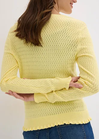 Ajour vest van een katoenmix • lichtgeel • bonprix online shop