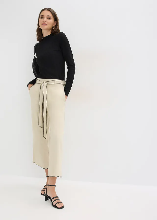Culotte van puur katoen, Kleur: lichtsand-zwart