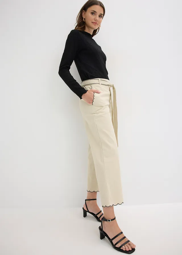 Pantalon large 100% coton • sable clair/noir • product-page.page-title-suffix