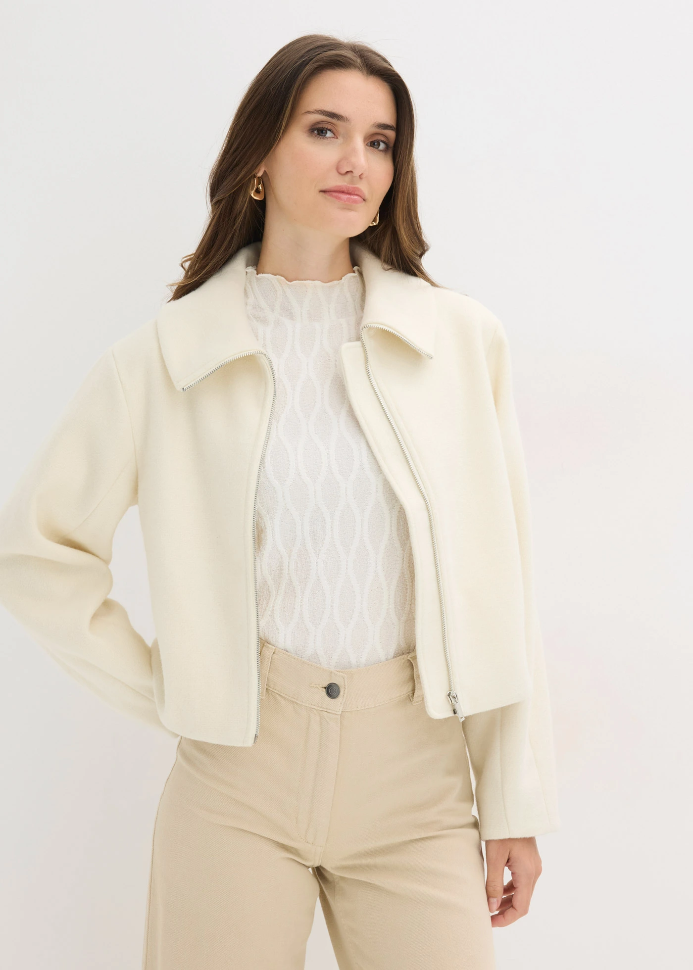 Bunda, oversize • biela vlna • obchod bonprix