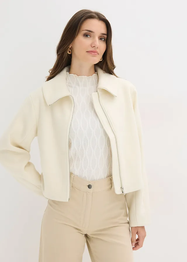 Veste oversize doublée, Couleur: écru