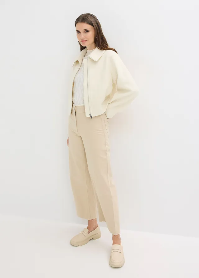 Gevoerde oversized jas wolwit