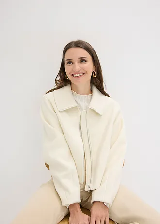 Gevoerde oversized jas • wolwit • bonprix online shop