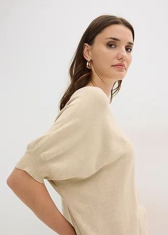 Pull en fine maille de coton mélangé • sable clair • Boutique bonprix