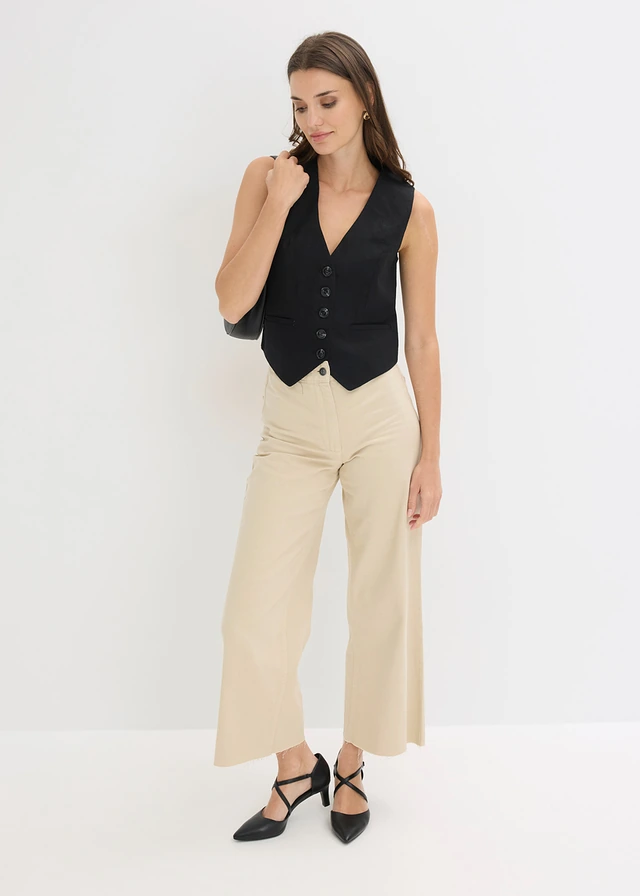 Gilet sans manches en viscose mélangée, Couleur: noir