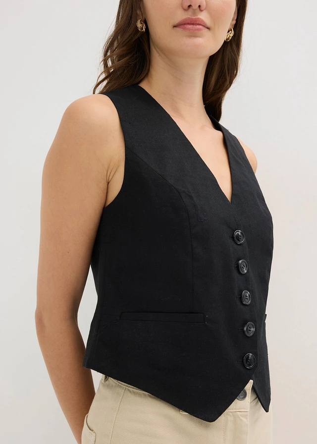 Gilet in een soepele visosemix • zwart • product-page.page-title-suffix