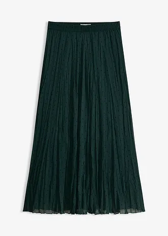 Chiffon rok in crash look • diepgroen-zwart gestippeld • bonprix online shop