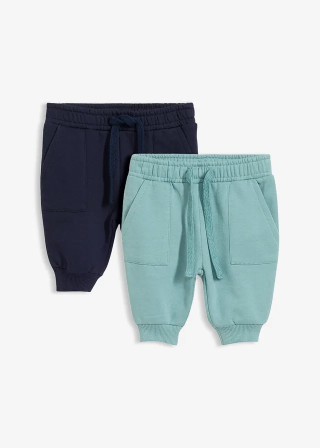 Joggingbroek van biologisch katoen (set van 2), Kleur: donkerblauw-mineraalblauw