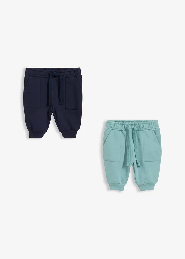 Joggingbroek van biologisch katoen (set van 2), Kleur: donkerblauw-mineraalblauw