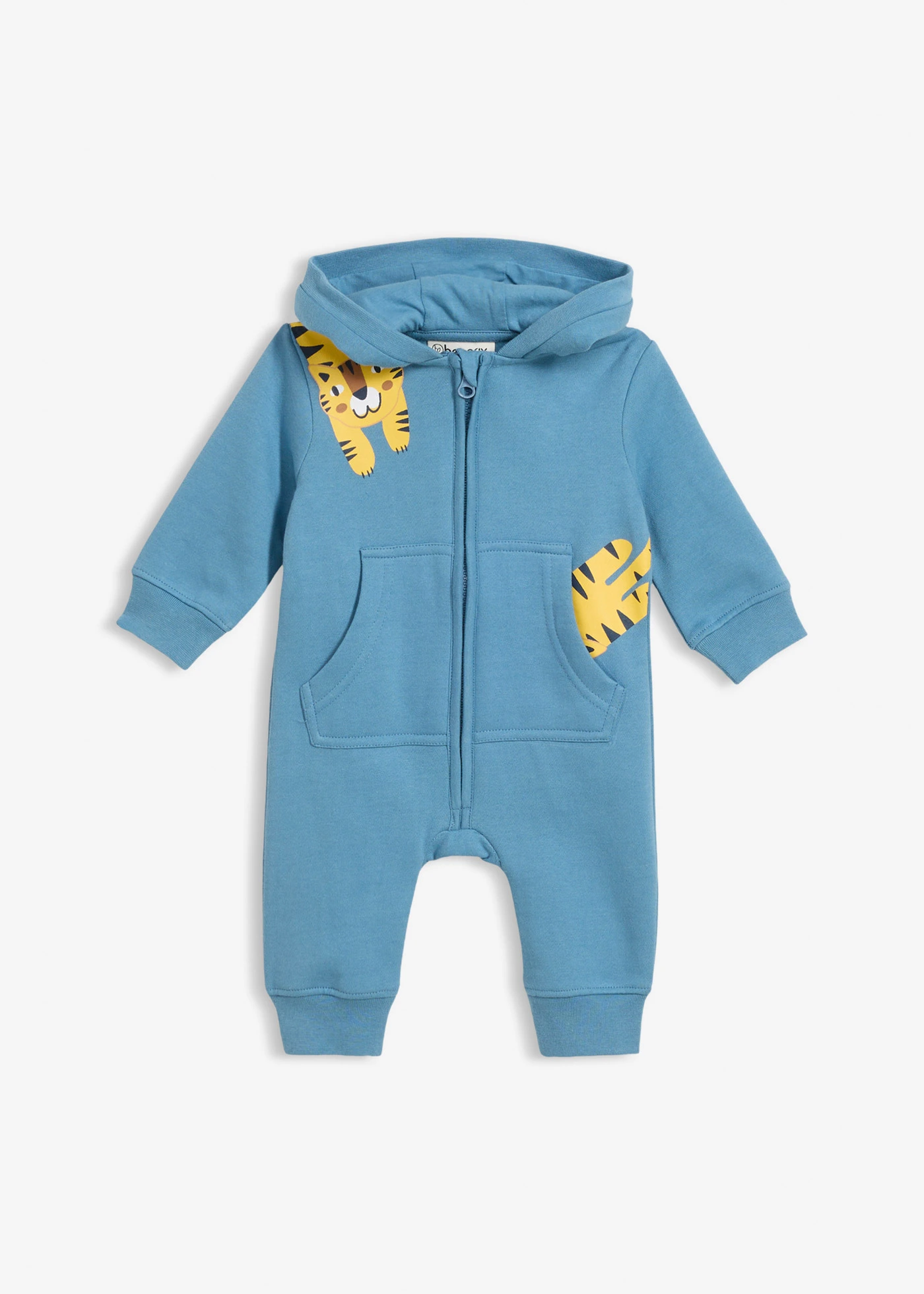 Combinaison sweat 100% coton • bleu mat-jaune canari imprimé • Boutique bonprix