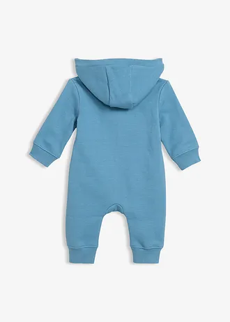 Sweat jumpsuit van puur biologisch katoen • mat blauw-kanariegeel met print • bonprix online shop