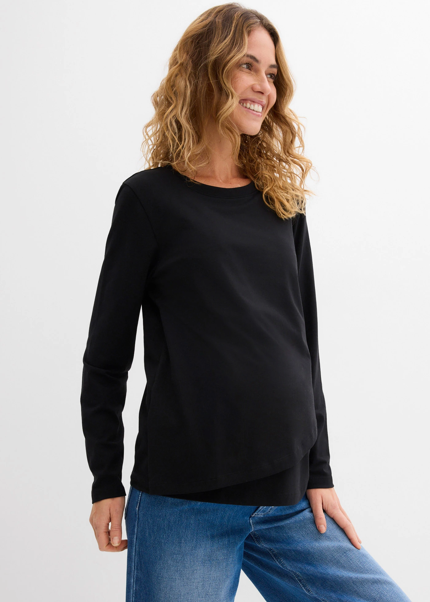 2-in-1 zwangerschapsshirt / voedingsshirt met biologisch katoen • zwart • bonprix online shop