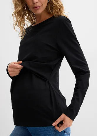 2-in-1 zwangerschapsshirt / voedingsshirt met biologisch katoen • zwart • bonprix online shop