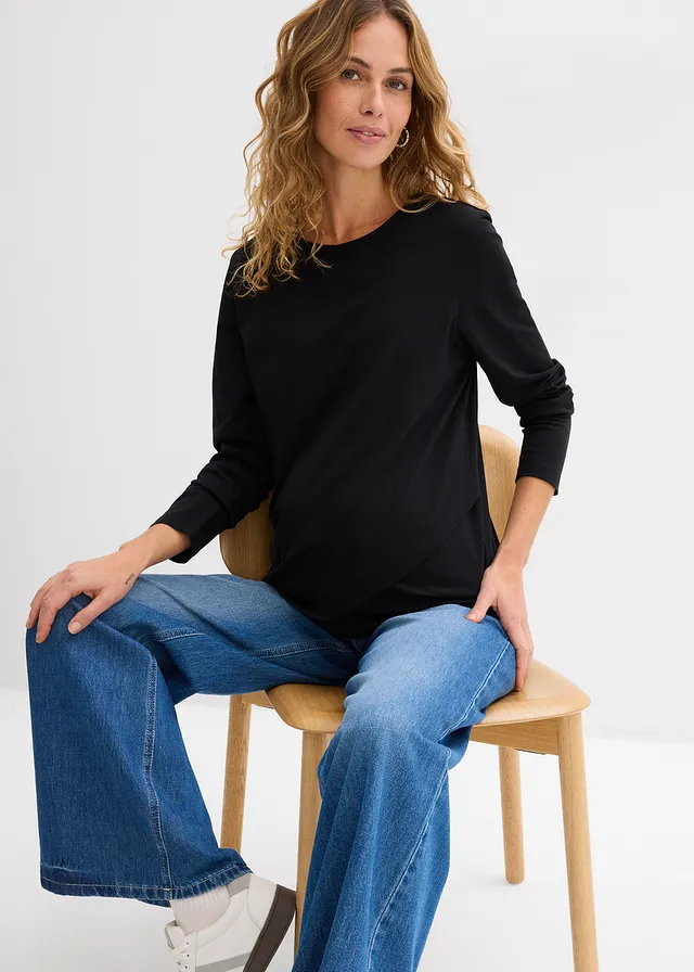 2-in-1 zwangerschapsshirt / voedingsshirt met biologisch katoen • zwart • product-page.page-title-suffix