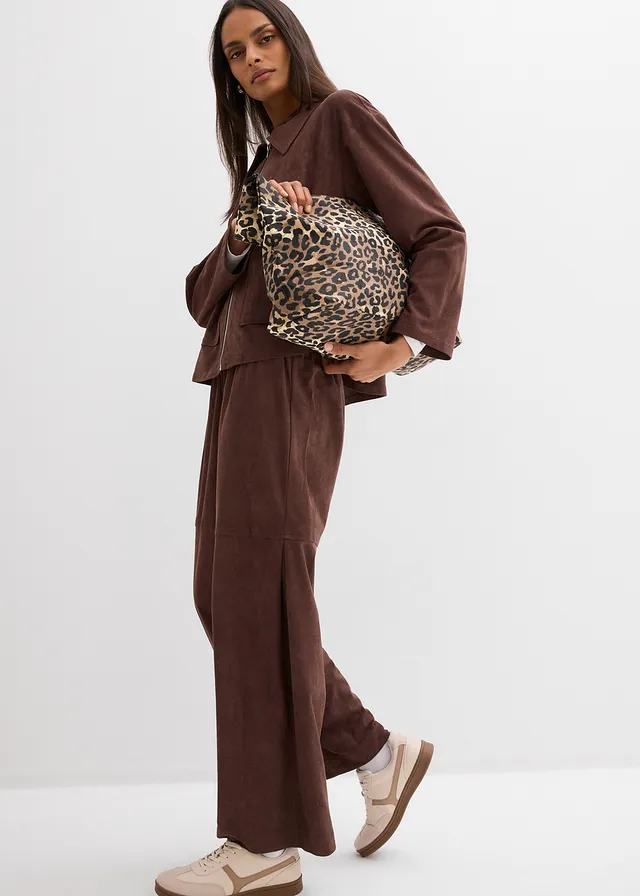Pantalon en suédine à taille élastiquée • marron • product-page.page-title-suffix
