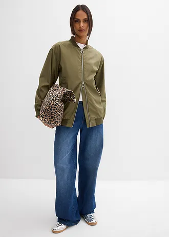 Blouson aviateur large à doublure léopard • olive foncé • Boutique bonprix