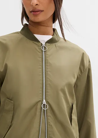 Blouson aviateur large à doublure léopard • olive foncé • Boutique bonprix