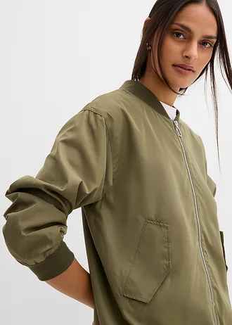 Blouson aviateur large à doublure léopard • olive foncé • Boutique bonprix