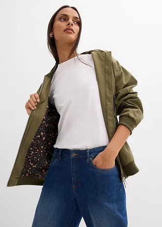 Blouson aviateur large à doublure léopard • olive foncé • Boutique bonprix