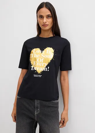 Tricou • negru-auriu cu imprimeu • magazin bonprix