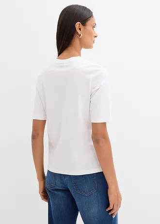 T-shirt van puur biologisch katoen • wit-goud met print • bonprix online shop