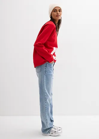 Sweat oversize 100% coton • fraise-blanc imprimé • Boutique bonprix