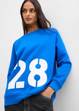 Bluza oversize z czystej bawełny organicznej • niebieski arktyczny + biały z nadrukiem • sklep bonprix