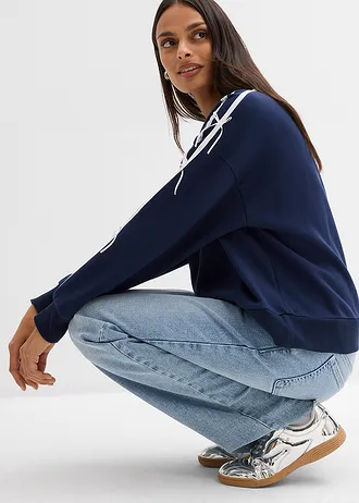 Bluză casual oversize din material moale cu bumbac • bleumarin/ecru, altele • magazin bonprix