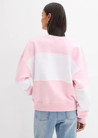Sweat oversize et doux, Couleur: rose cristal-blanc imprimé