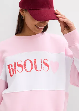 Sweat oversize et doux • rose cristal-blanc imprimé • Boutique bonprix