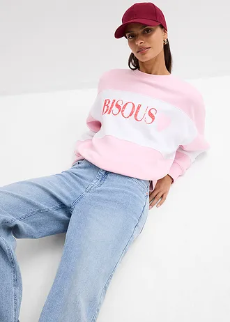 Sweat oversize et doux • rose cristal-blanc imprimé • Boutique bonprix