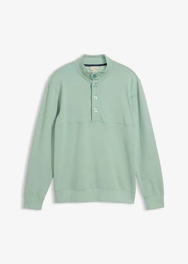 Sweater van biologisch katoen met knoopsluiting, Kleur: pastelgroen