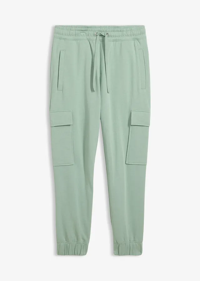 Joggingbroek met cargozakken, loose fit, Kleur: pastelgroen