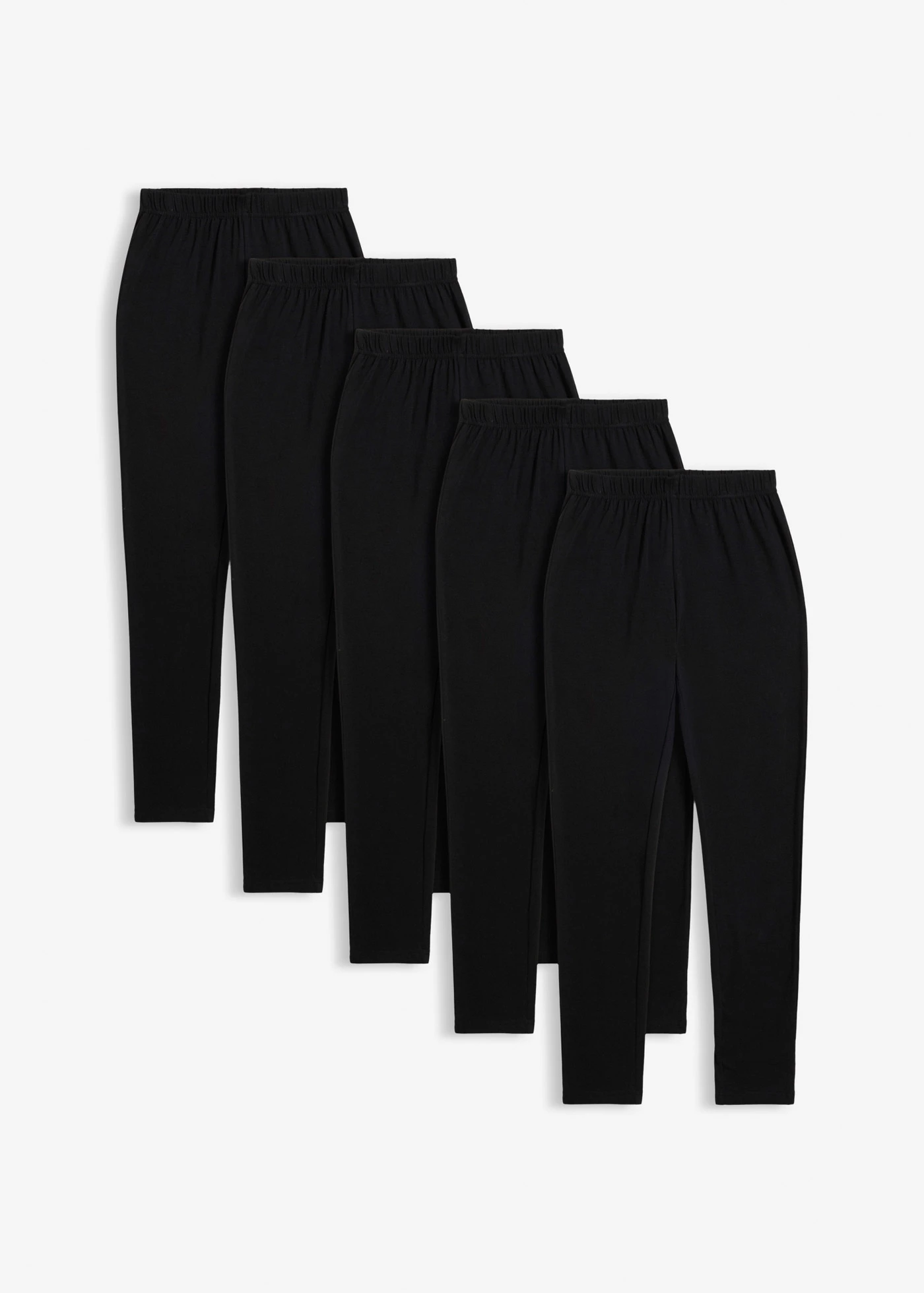 Legging elasztikus bio-pamut keverékből (5 db-os csomag) • fekete • bonprix áruház