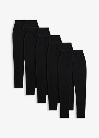 Legging elasztikus bio-pamut keverékből (5 db-os csomag) • fekete • bonprix áruház