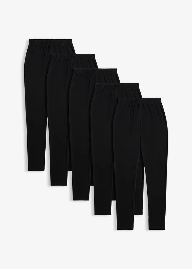 Legginsy z elastycznej bawełny organicznej (5 par) • czarny • sklep bonprix