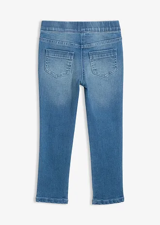 Jegging mid waist super strech met comfortband, Kleur: middelblauw denim