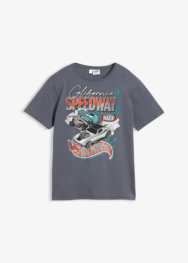 Hot Wheels T-shirt van puur katoen, Kleur: grijs met print