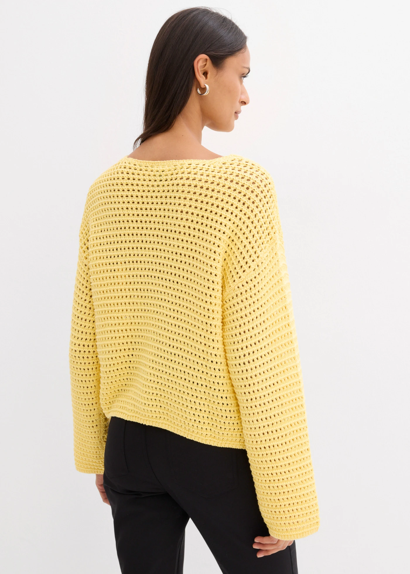 Pulover ajurat în stil boxy • galben deschis • magazin bonprix