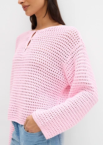 Pulover ajurat în stil boxy • roz cristal • magazin bonprix
