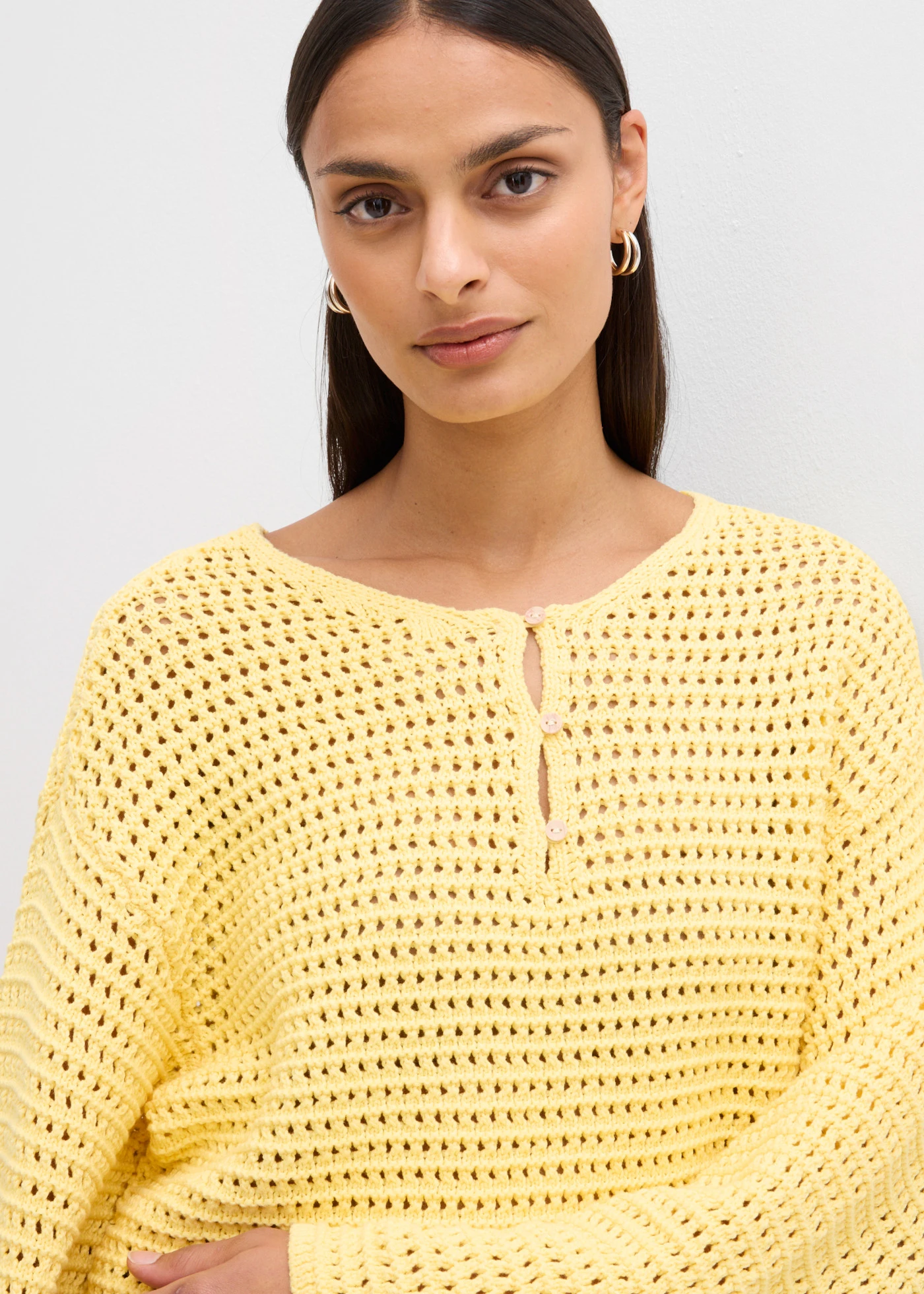Pulover ajurat în stil boxy • galben deschis • magazin bonprix