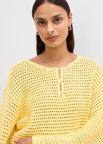 Oversized ajour trui van katoen • lichtgeel • bonprix online shop