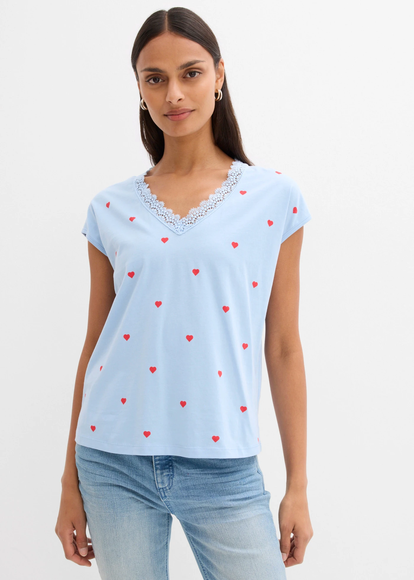 T-shirt z czystej bawełny • jasnoniebieski z nadrukiem • sklep bonprix