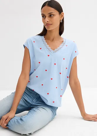 T-shirt 100% coton • bleu clair imprimé • Boutique bonprix