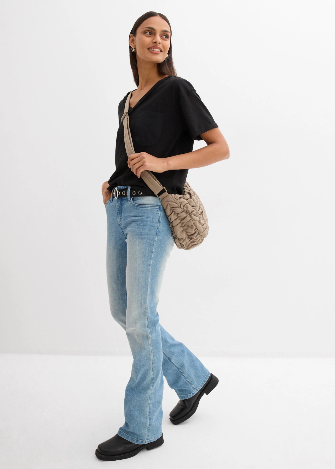 Bluză oversize din bumbac 100% • negru • magazin bonprix