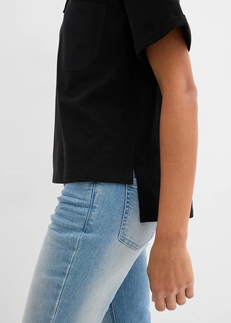 Bluzka oversize z czystej bawełny • czarny • sklep bonprix