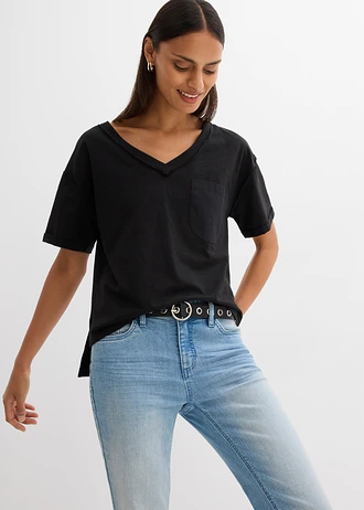 Bluză oversize din bumbac 100% • negru • magazin bonprix